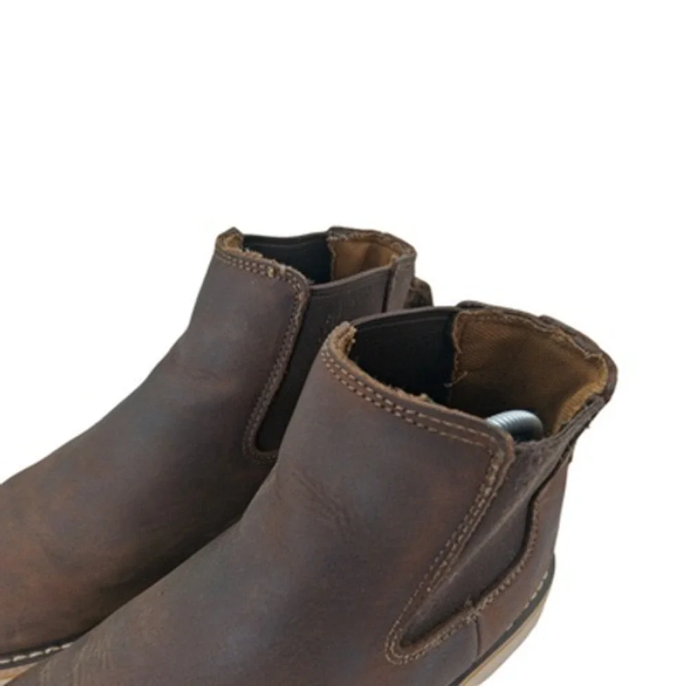 Carhartt Chelsea Boots Mens Size 8.5 Brown Leather Pull On Ankle Work Boots